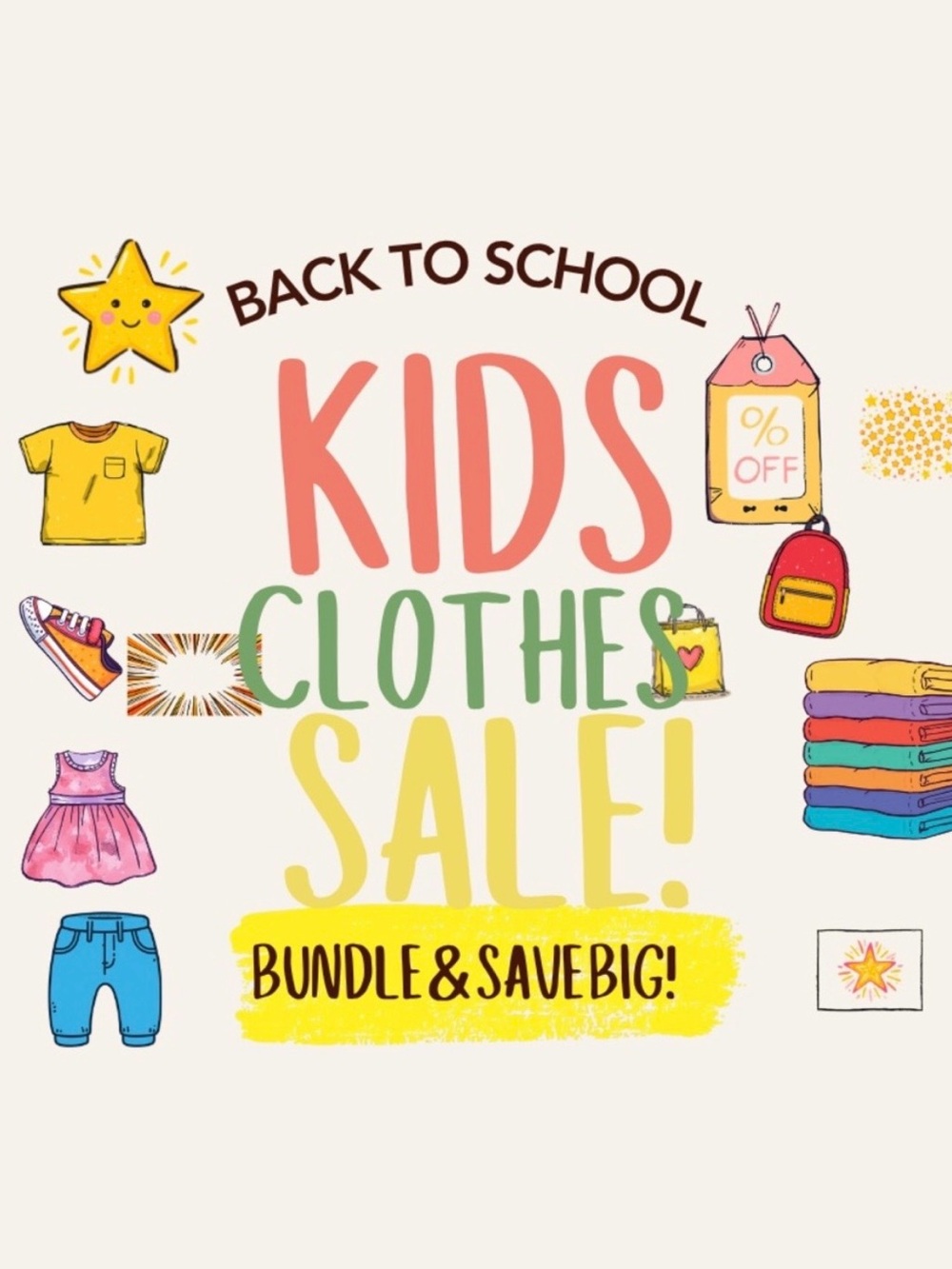 Kids Clothes Sale Bundle - Multicolor Back to School Set